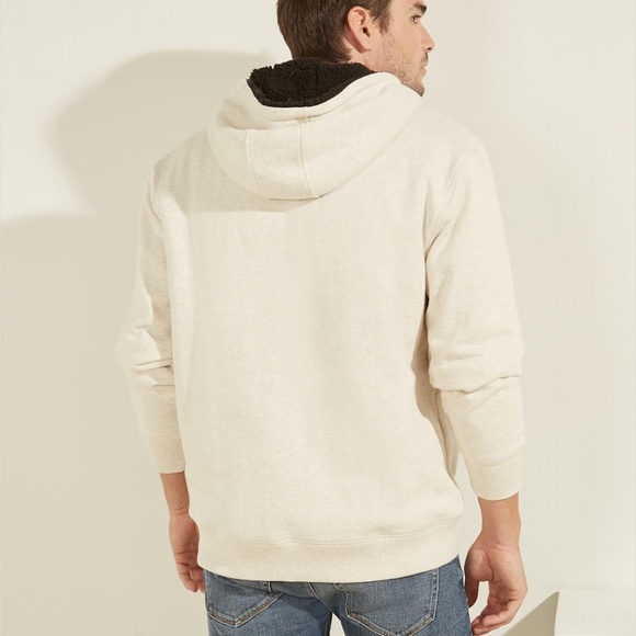 New GUESS Roy Fleece Sherpa Hoodie SZ S - Picture 3 of 9